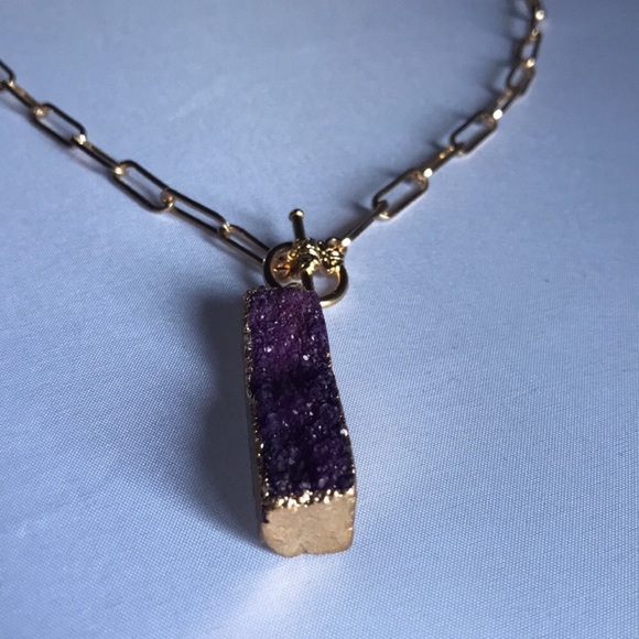 New! Quartz Druzy Stone Pendant Necklace - Picture 10 of 16